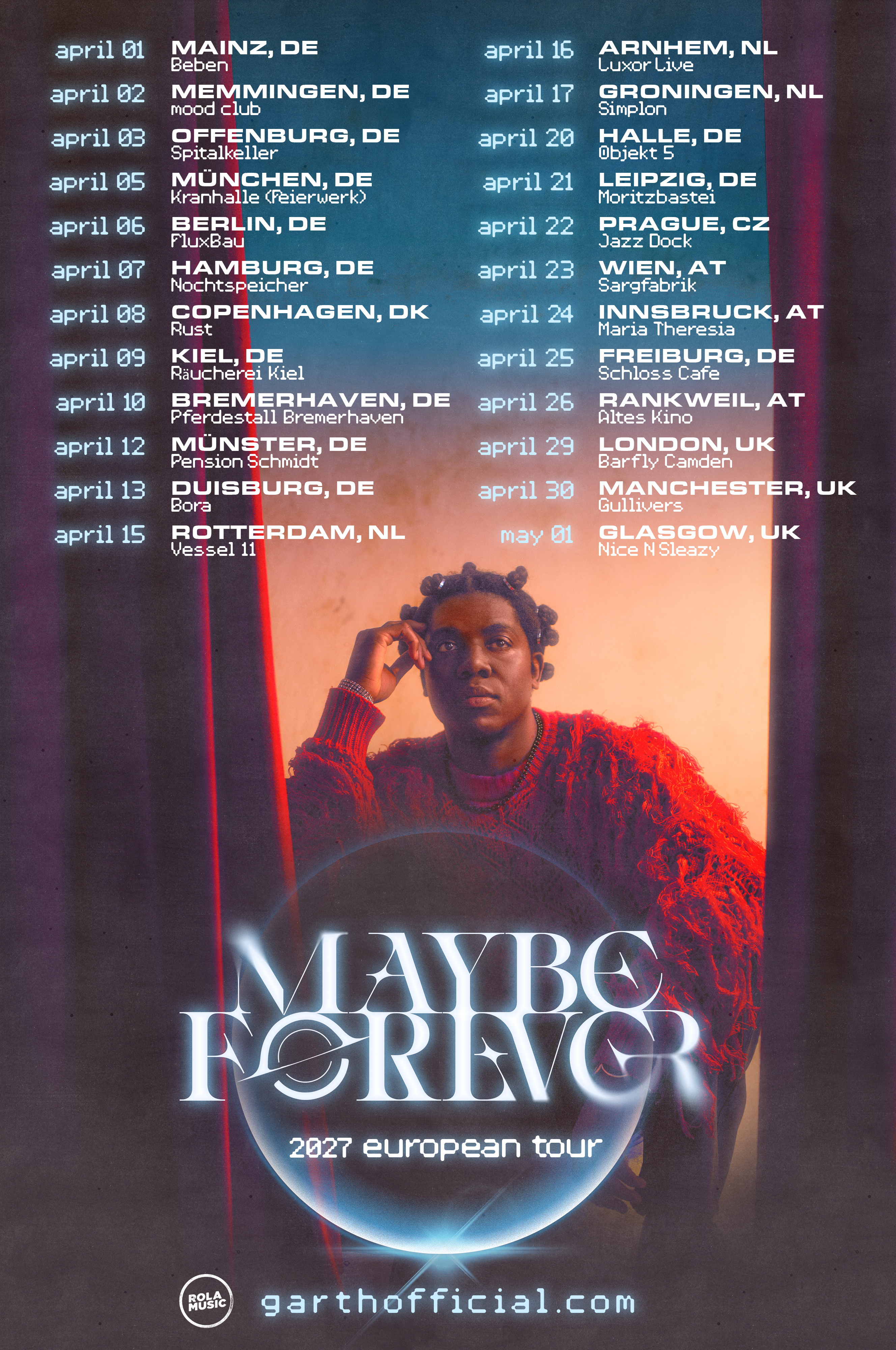 Maybe Forever 2027 European Tour Poster